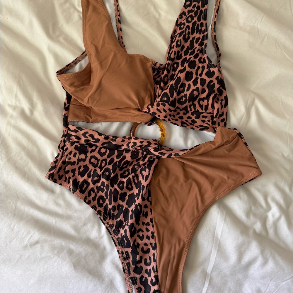 Leopard Print Cutout Swimsuit